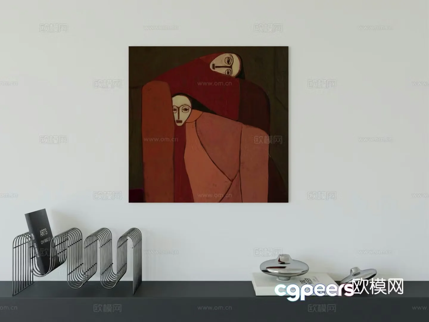 Modern minimalist hanging painting Bauhaus art hanging painting 3d model