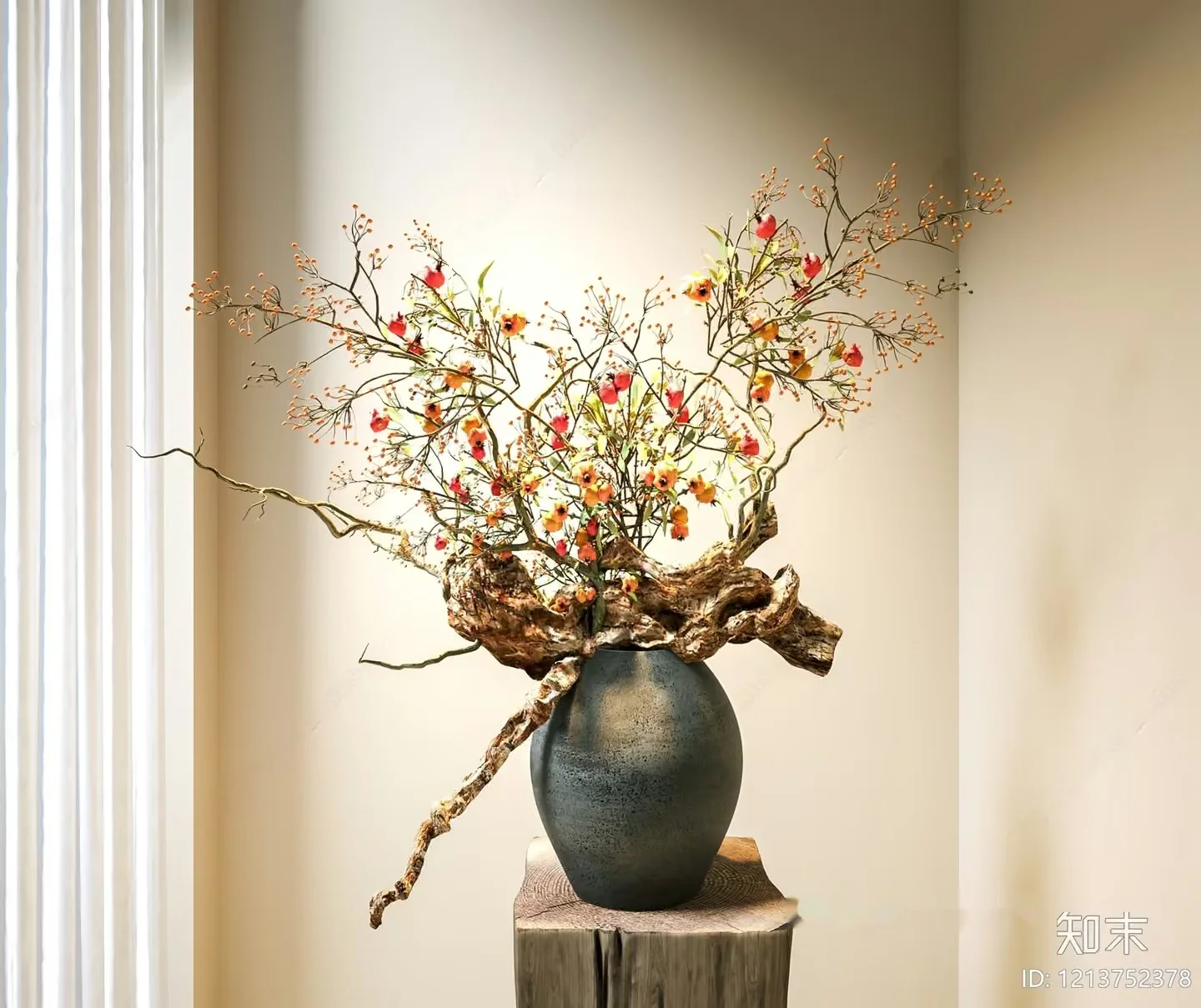 A Vase With Flowers In It 3D Model – 17564 – VRAY Render
