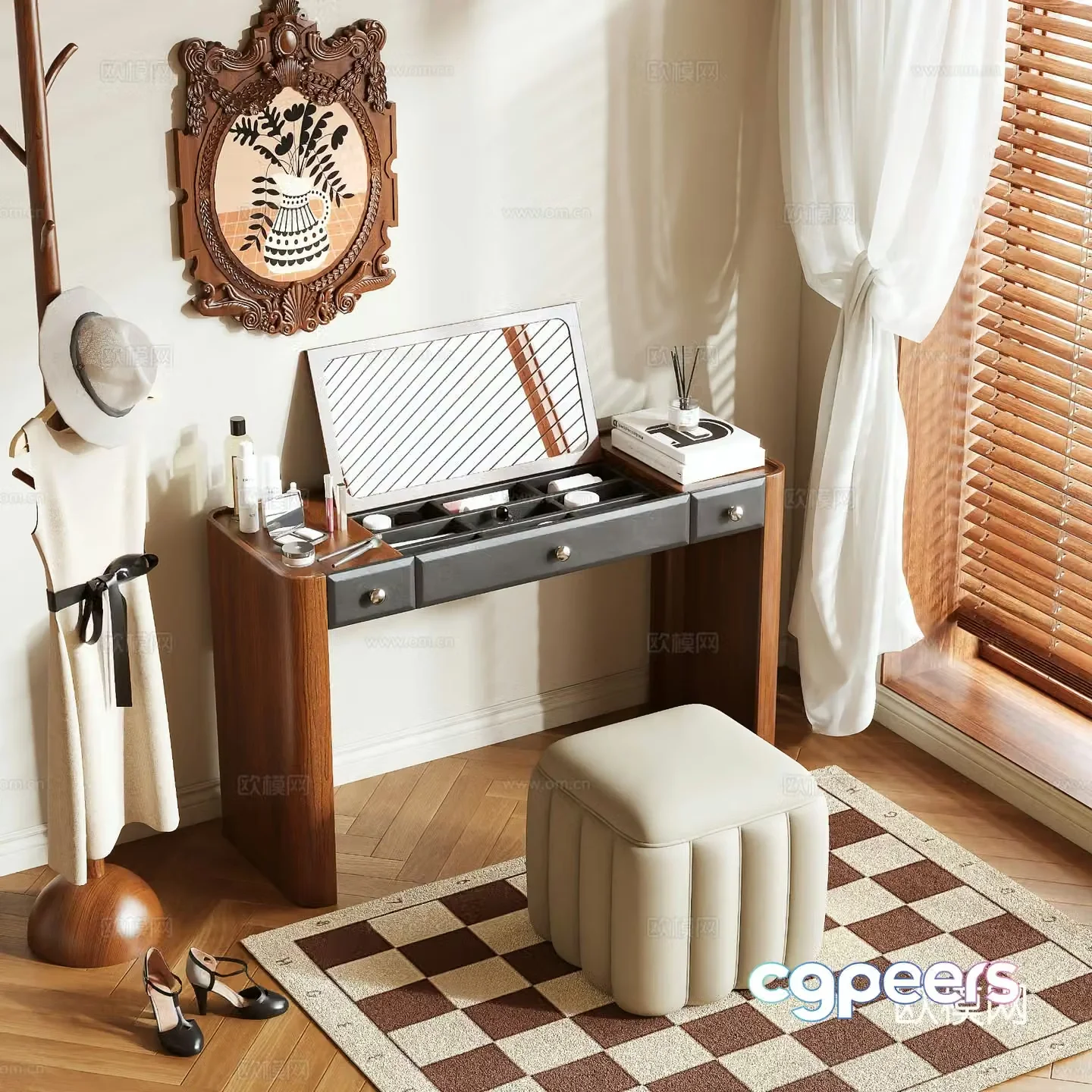 Medieval style dressing table 3d model
