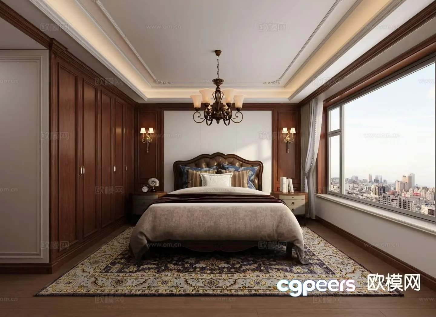 American style bedroom master bedroom 3d model