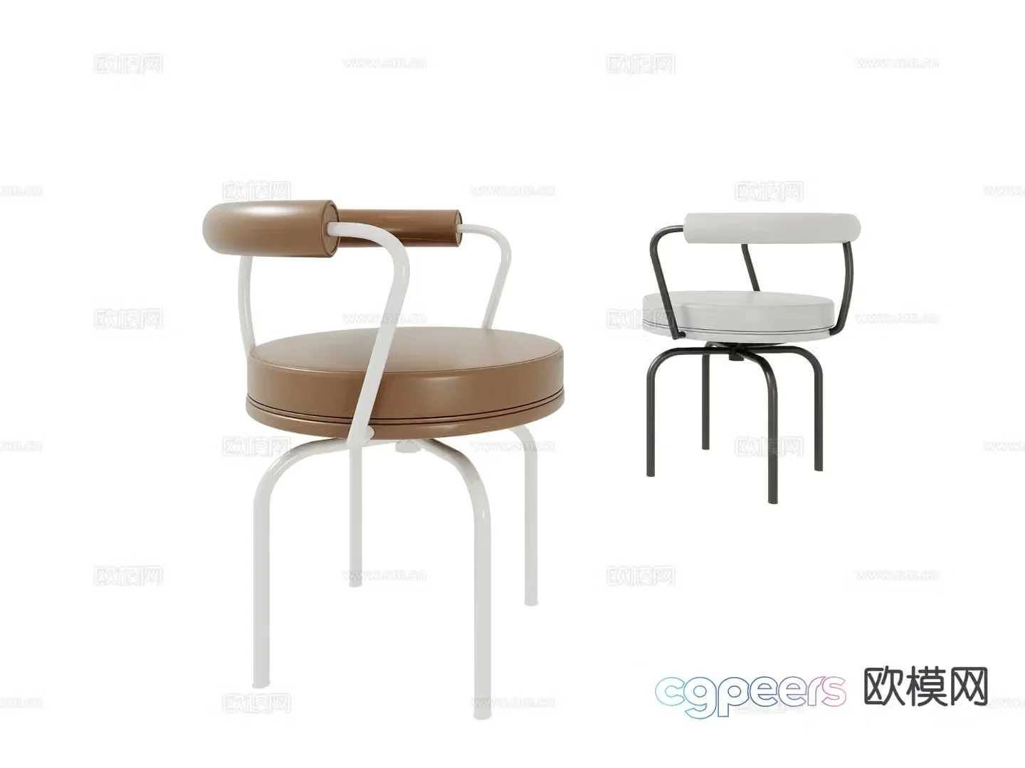 Modern single chair leather chair dining chair 3d model