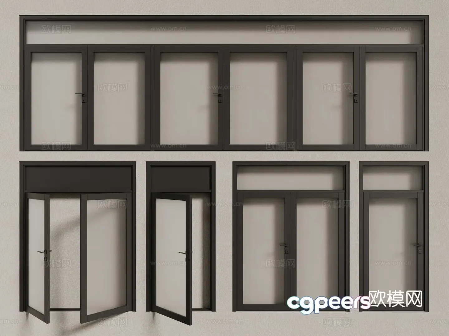 Modern windows aluminum alloy windows casement windows floor-to-ceiling windows 3d model
