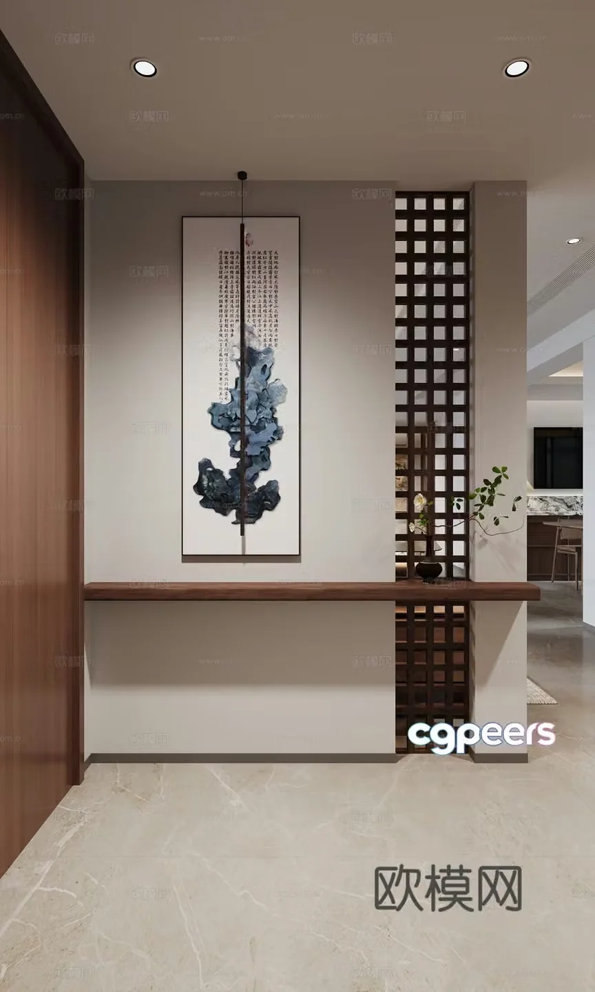 New Chinese style home entry 3D model
