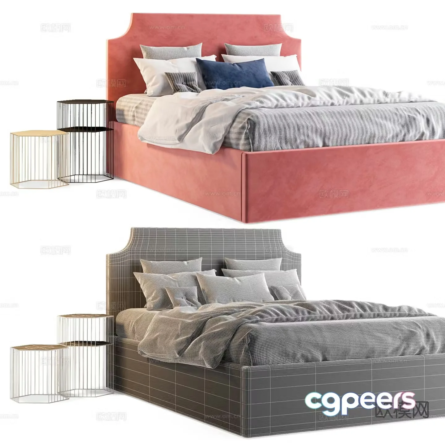 Modern double bed 3d model