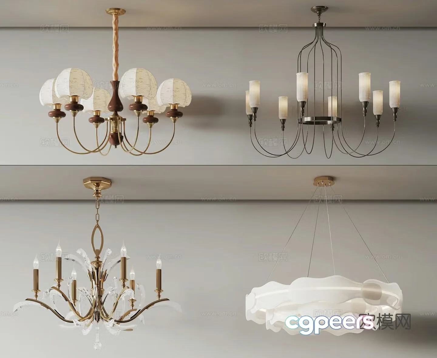 Simple European chandelier 3d model