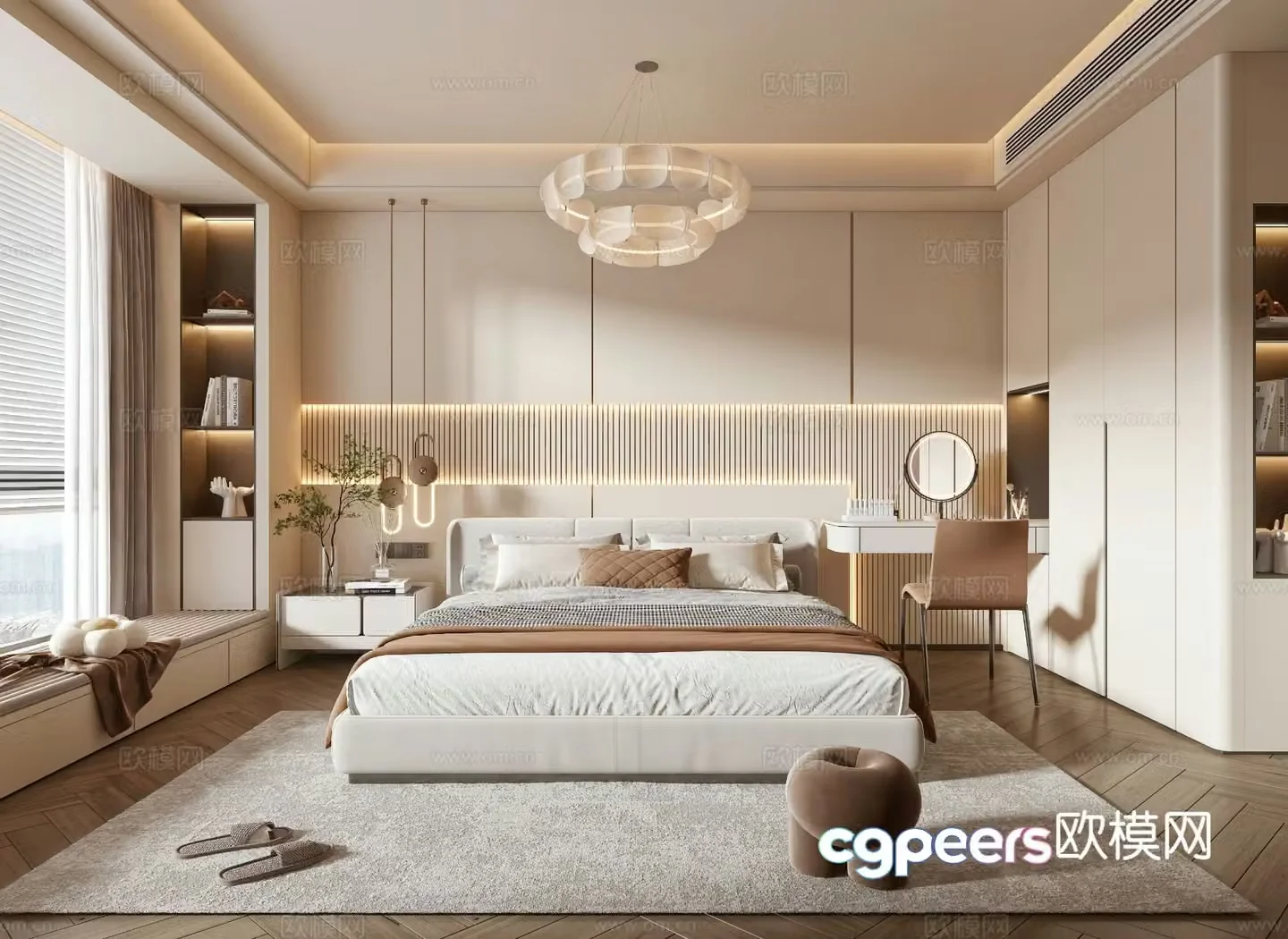 Cream style bedroom master bedroom 3d model