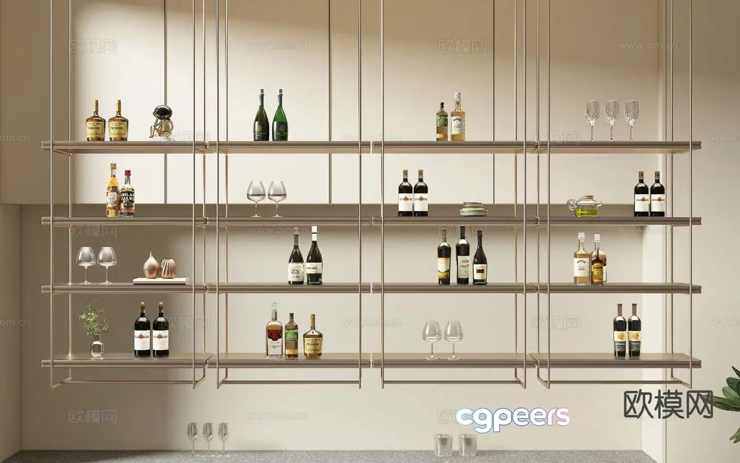 Modern wine rack suspended wine rack 3d model