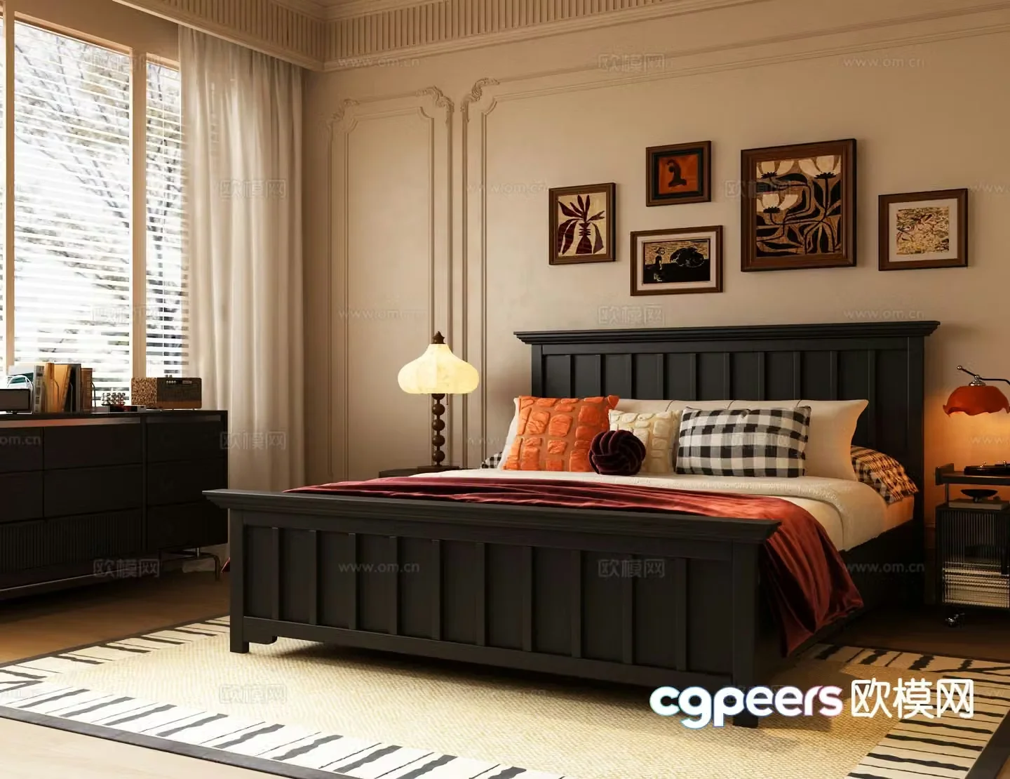 French double bed French medieval double bed 3d model