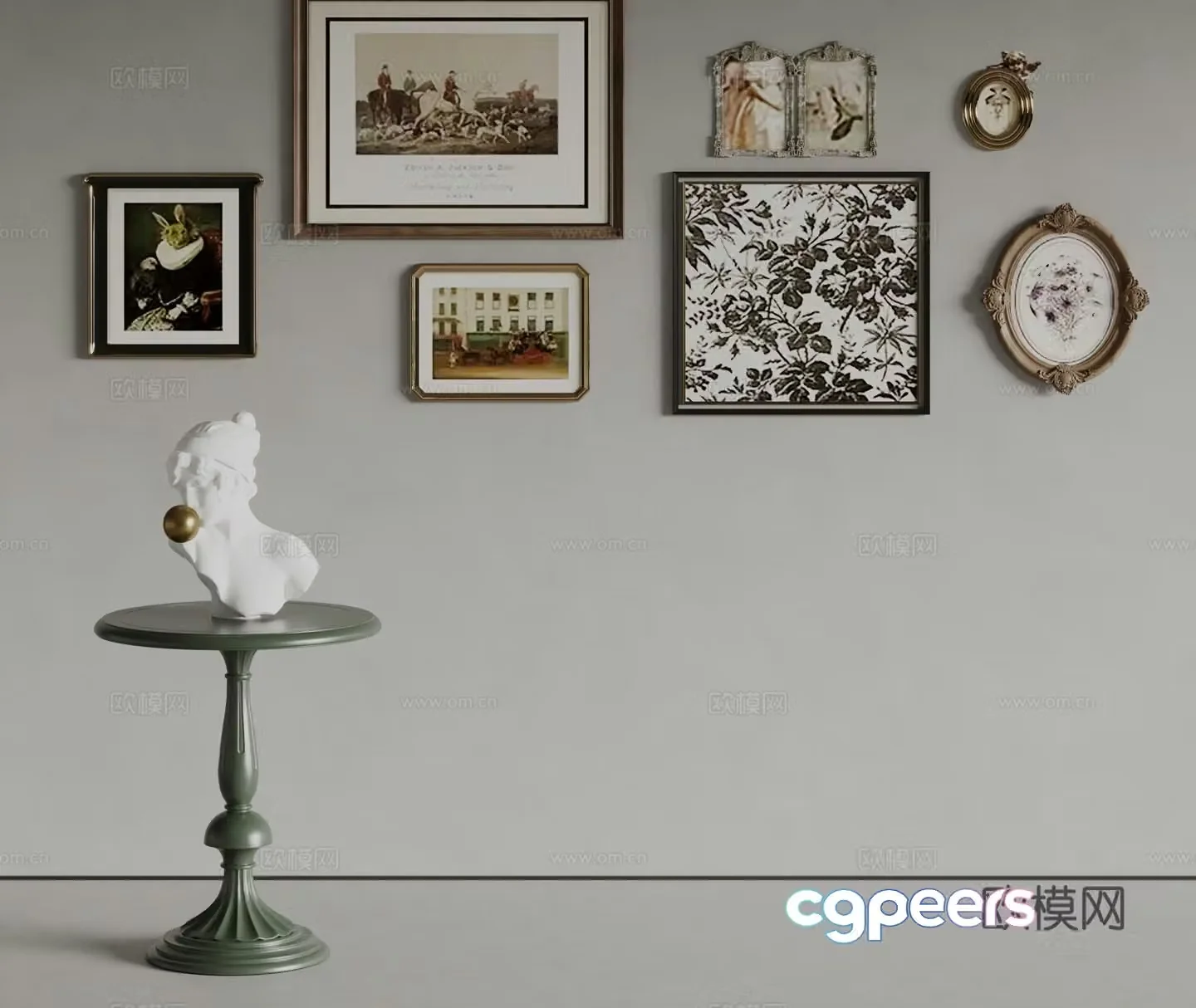 Oluce French decorative painting combination painting sculpture 3d model