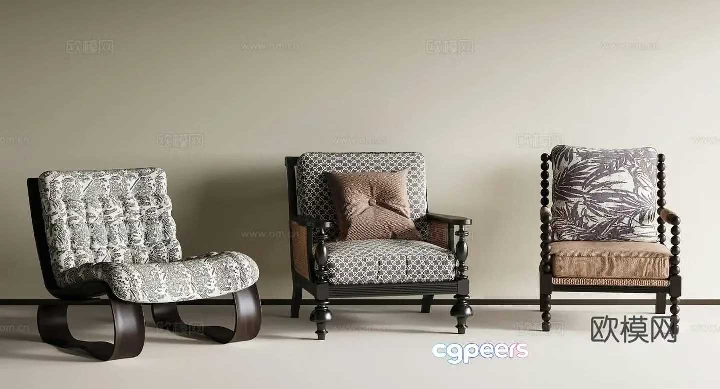 French classic leisure chair 3d model
