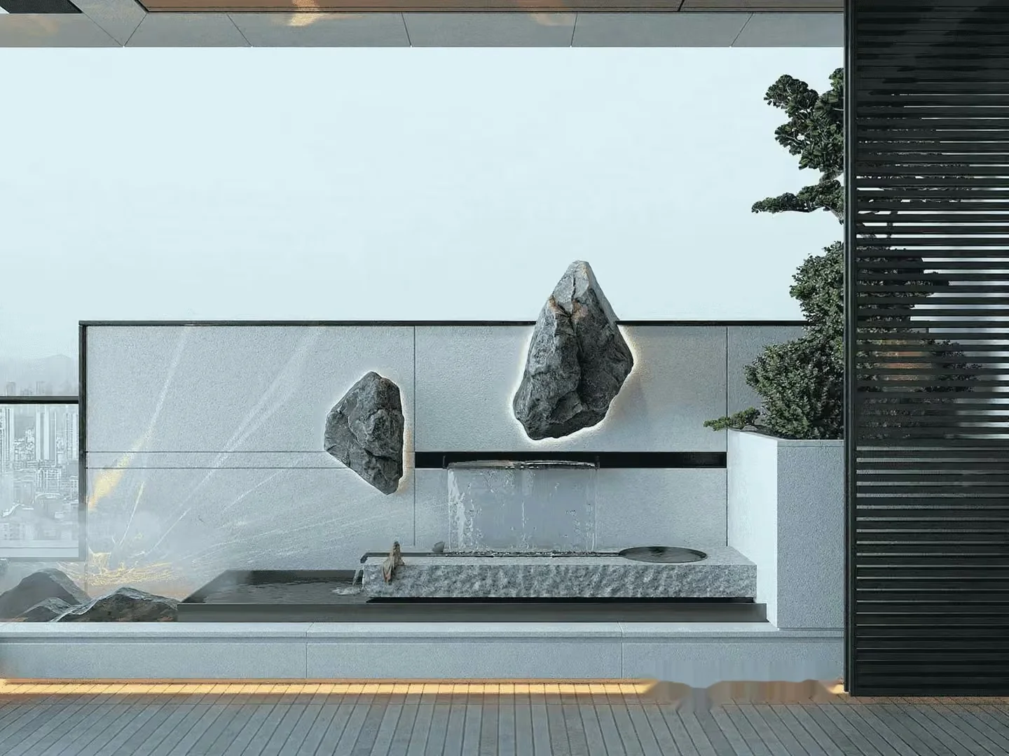 Modern Japanese Fountain 3D Model – 13201 – VRAY Render