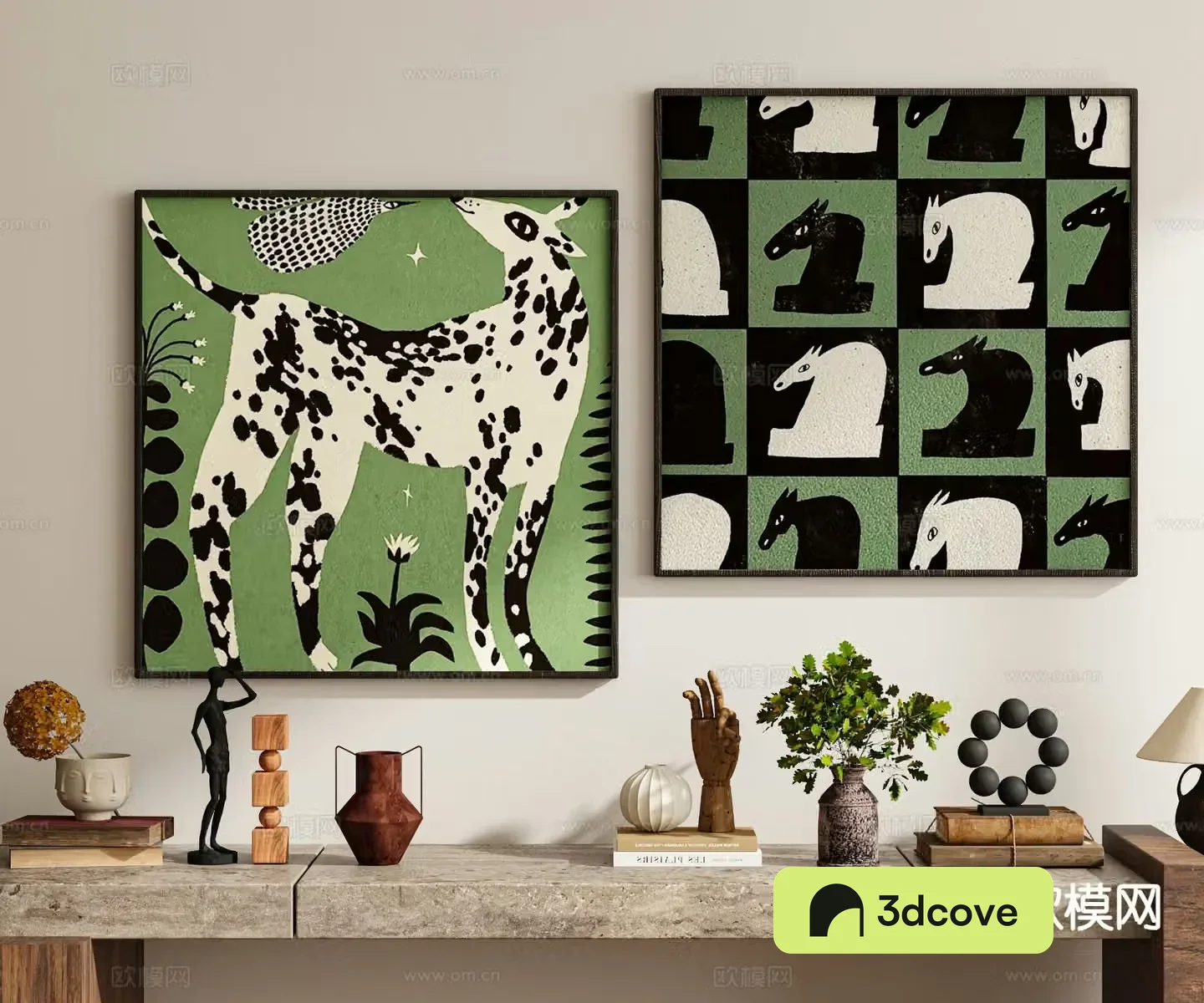 Medieval style animal hanging painting decorative painting