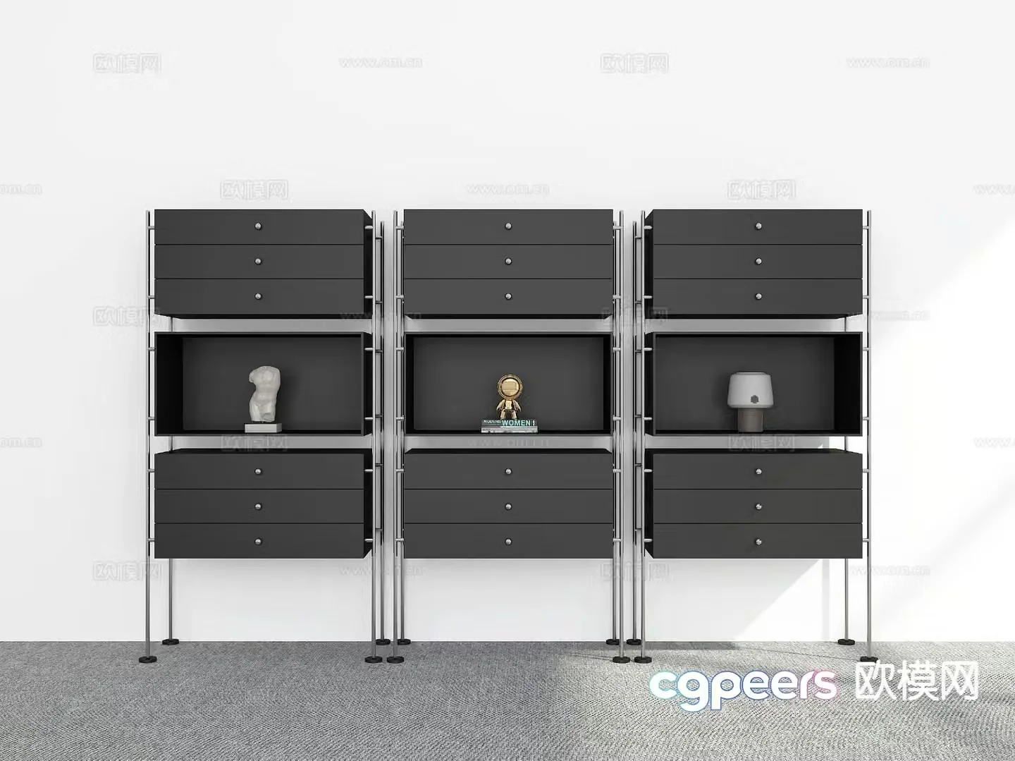 Modern bookcase display cabinet 3d model
