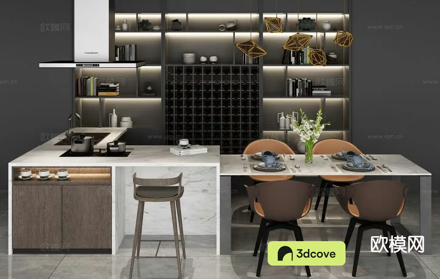 Italian island bar dining table and chairs