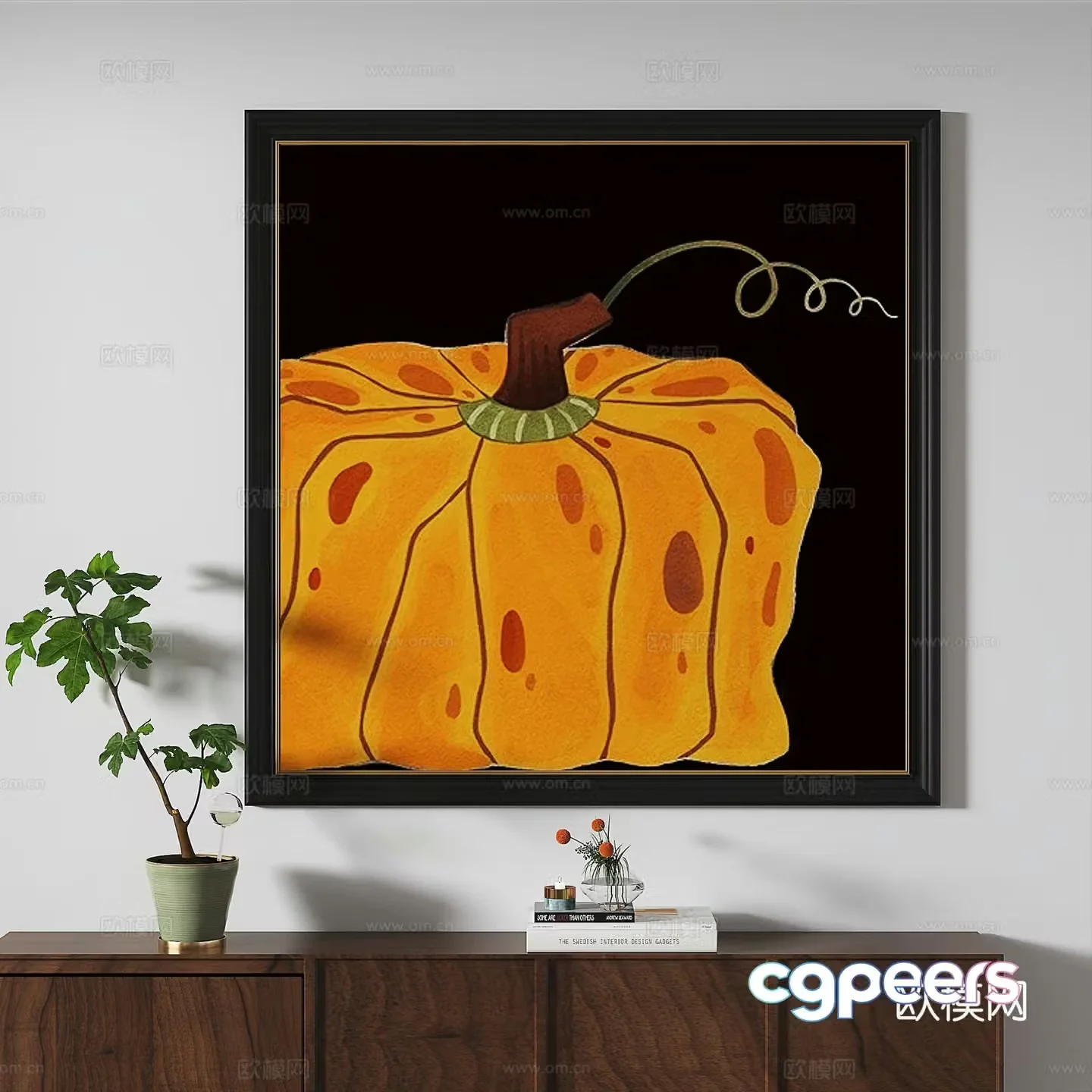 Modern French retro abstract light luxury simple medieval decorative painting 3d model