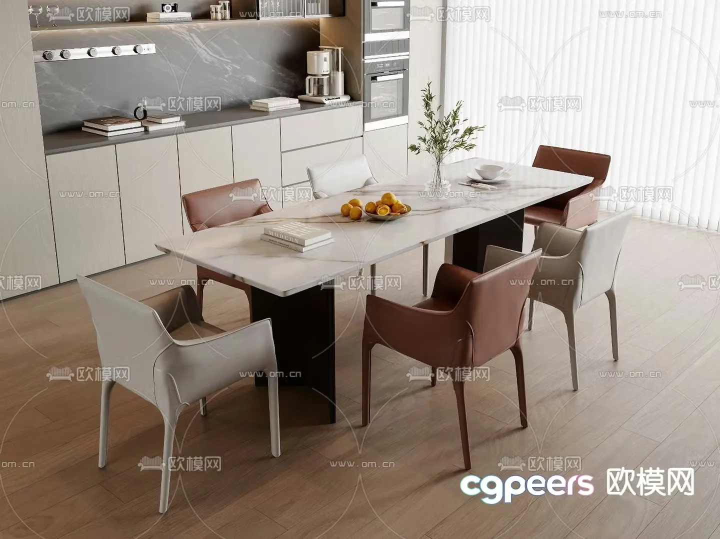 Bar dining table and chairs slate dining table 3d model