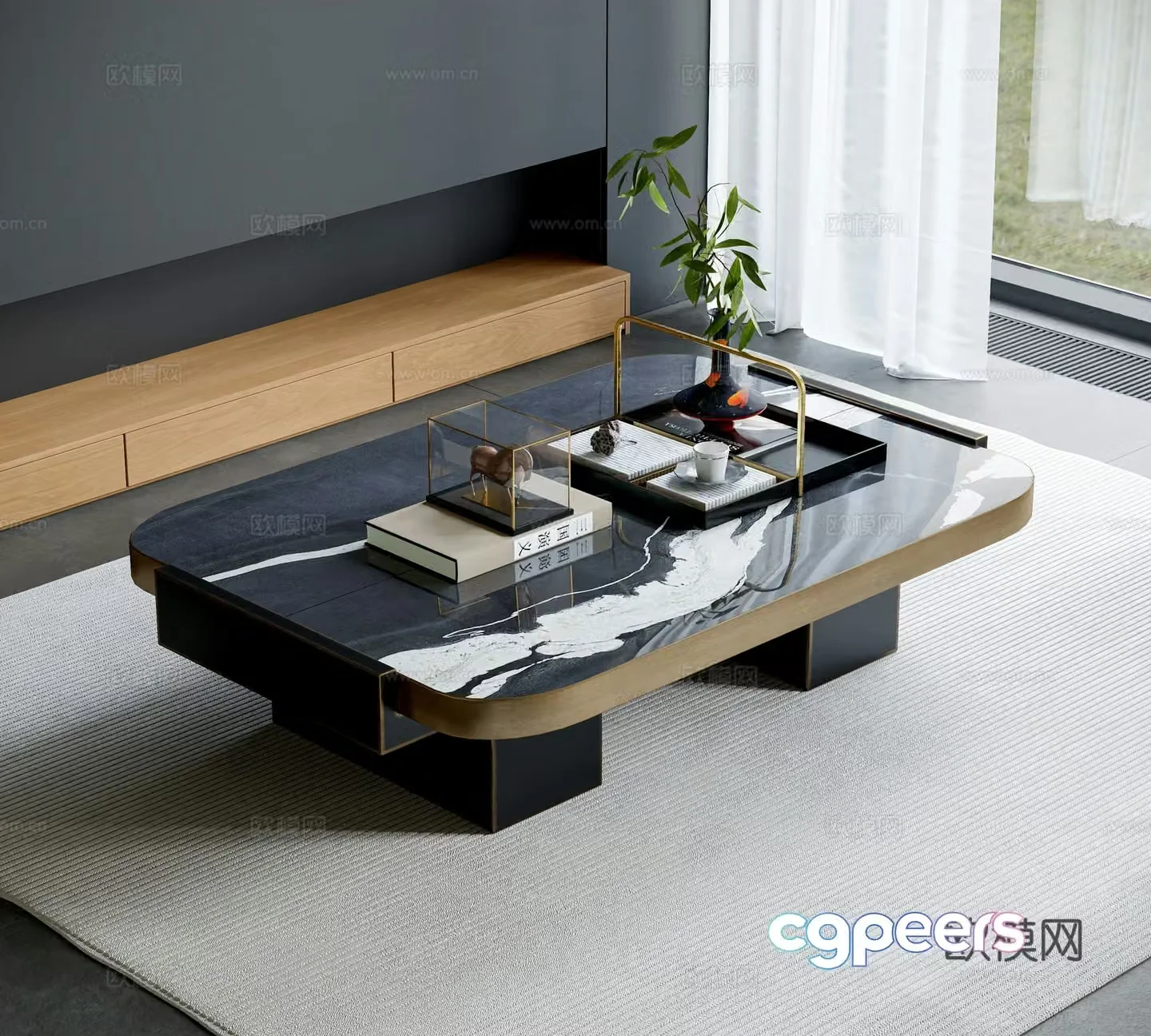 Light luxury marble coffee table 3D model