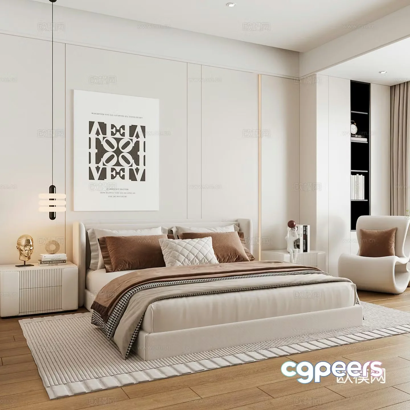 Modern home bedroom Modern bedroom Italian bedroom Simple bedroom Italian bed 3d model