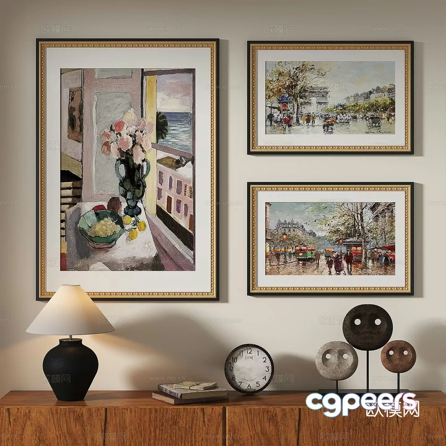 French retro oil painting modern European classical decorative painting 3d model