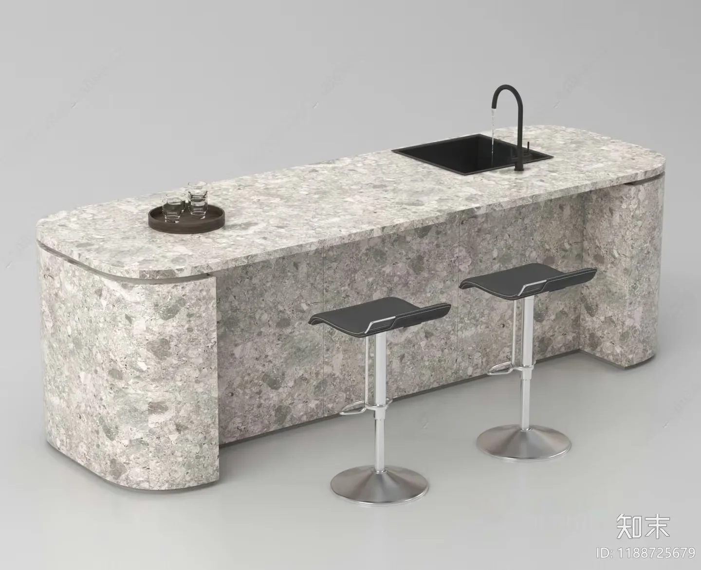 Modern Kitchen Island 3D Model – 13588 – VRAY Render