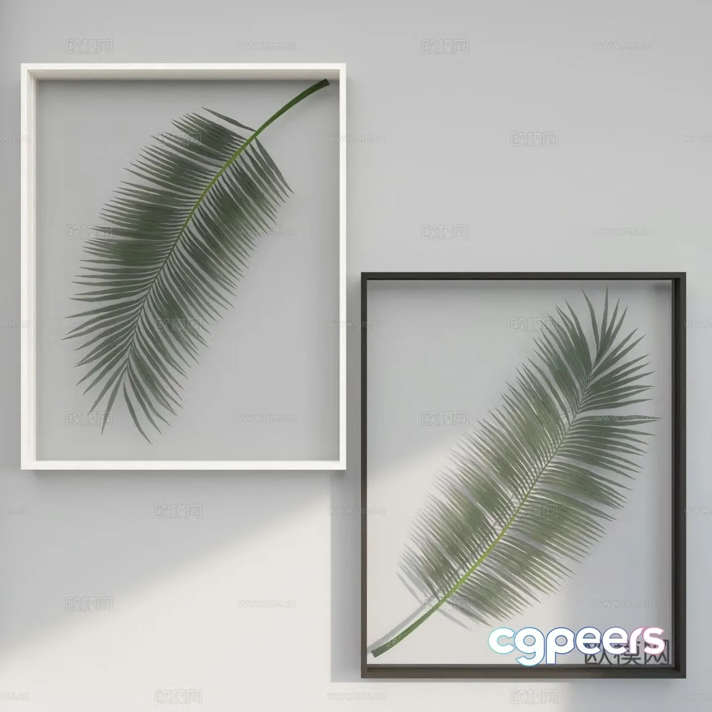 Modern green leaf decorative painting 3d model