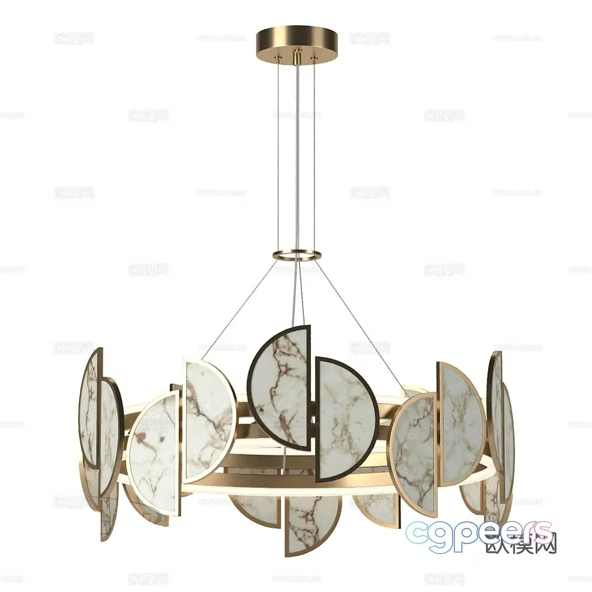New Chinese style light luxury decorative chandelier 3D model
