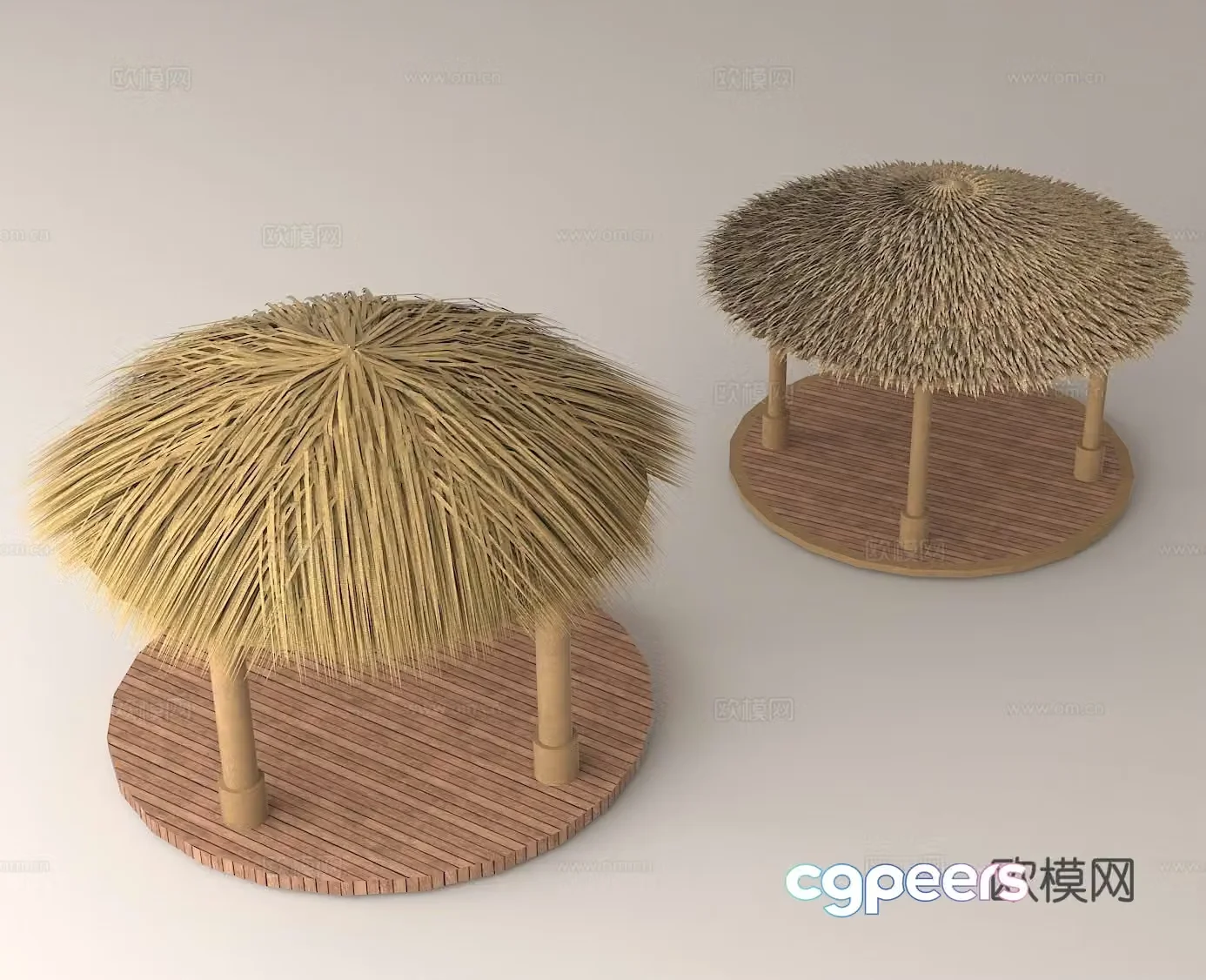 Outdoor leisure facilities Thatched pavilion seaside style tropical style garden landscape 3d model