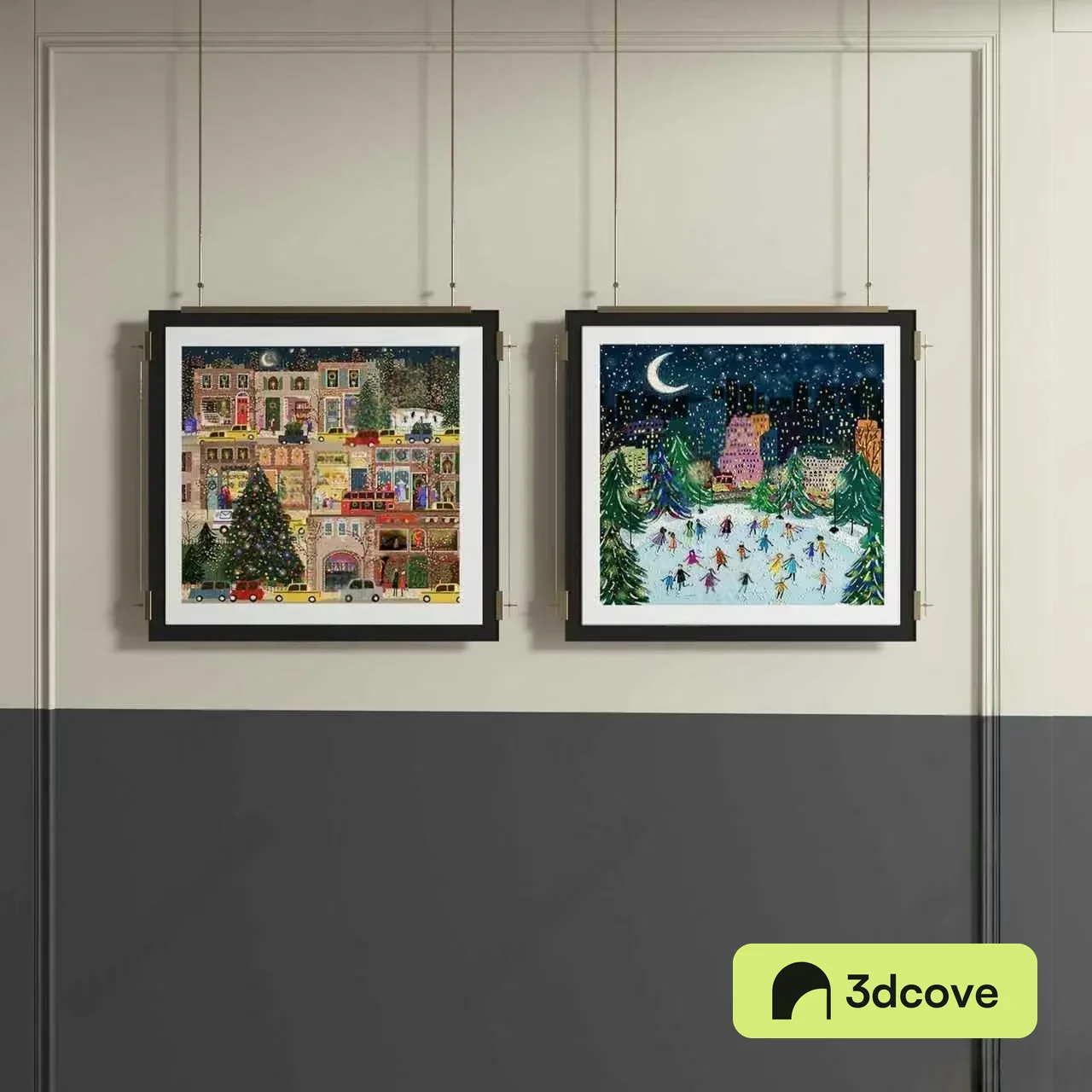Two Framed Winter-Themed Paintings
