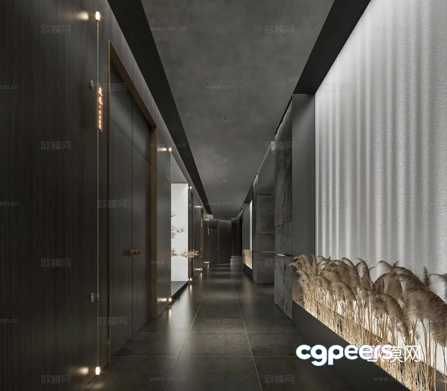 Modern hotel catering corridor aisle 3D model