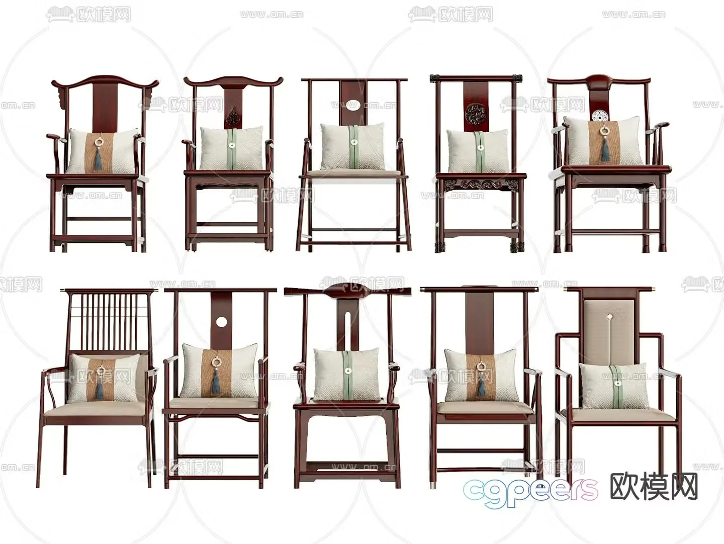 New Chinese style chair Taishi chair Official hat chair 3d model
