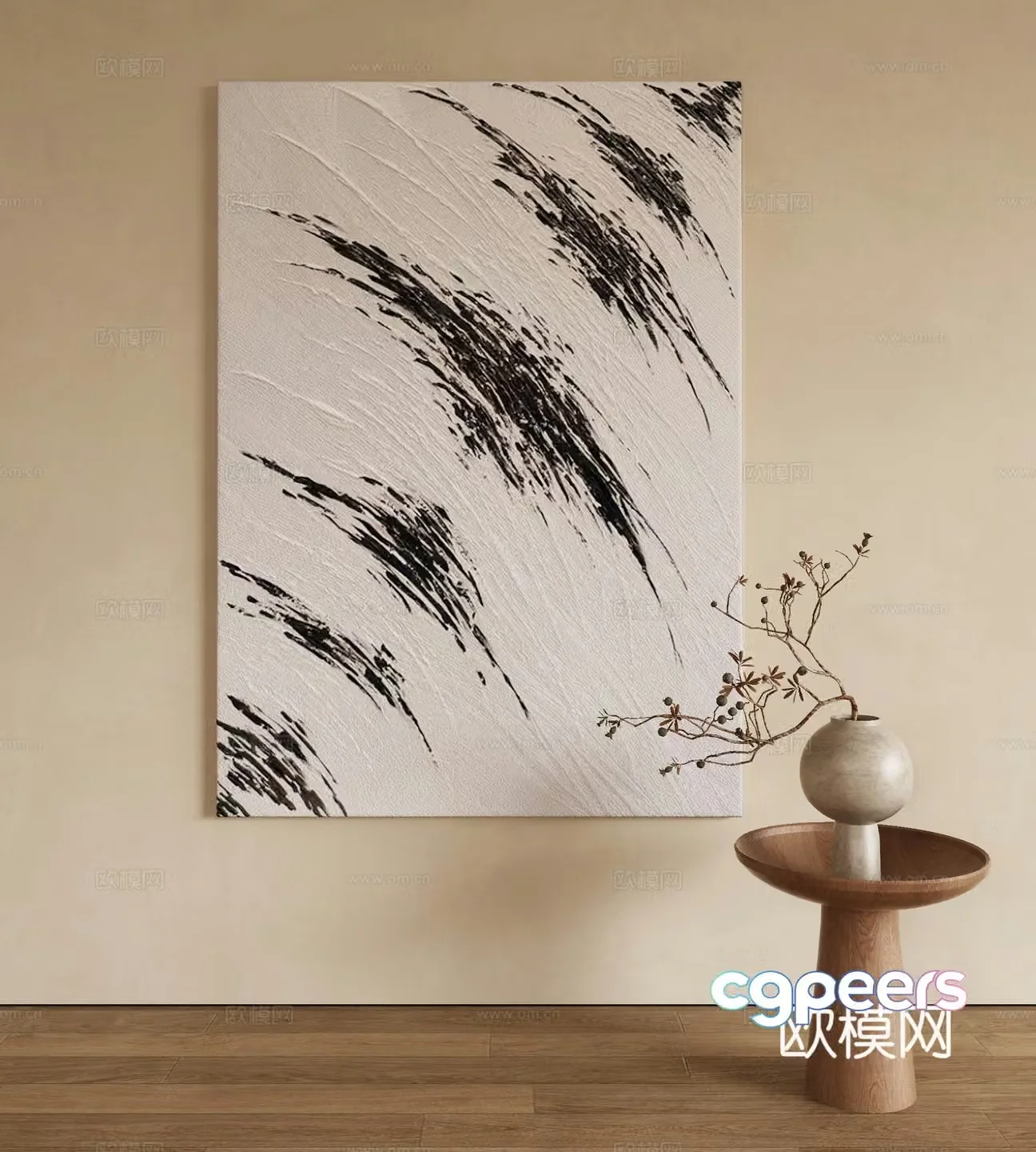 Modern texture painting decorative painting 3d model