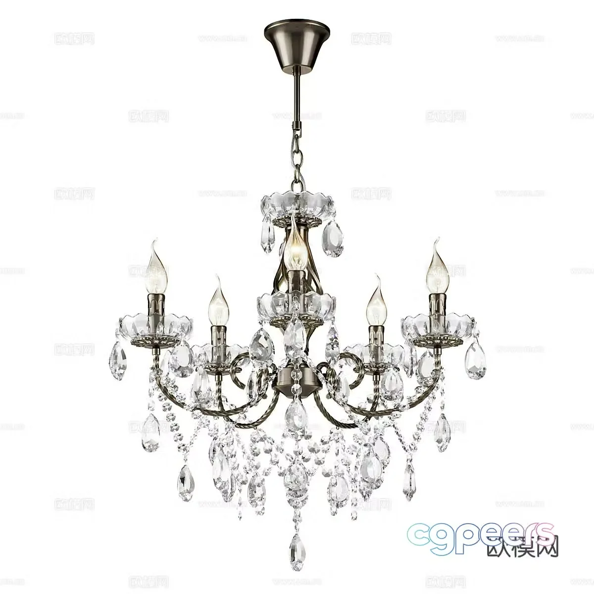 French multi-head chandelier candlestick chandelier 3d model