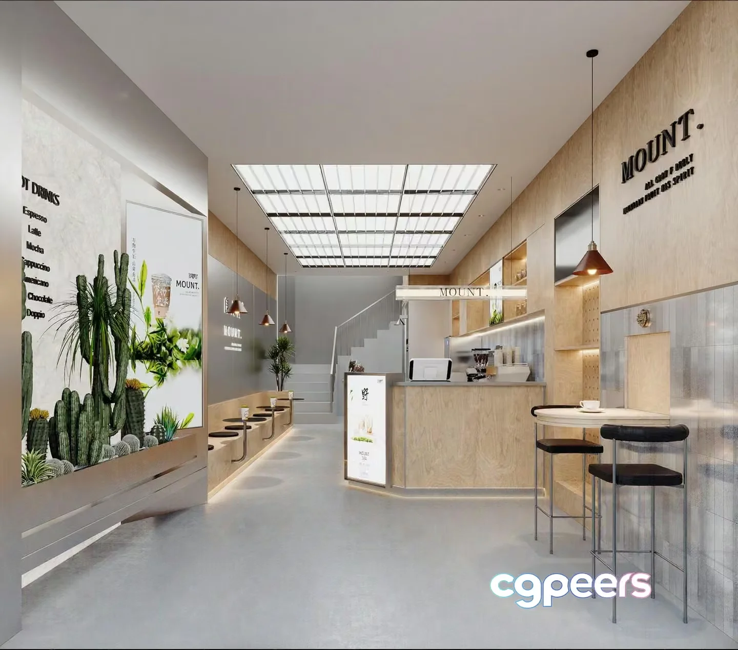 Modern Coffee Shop 3D Model – 13531 – VRAY Render