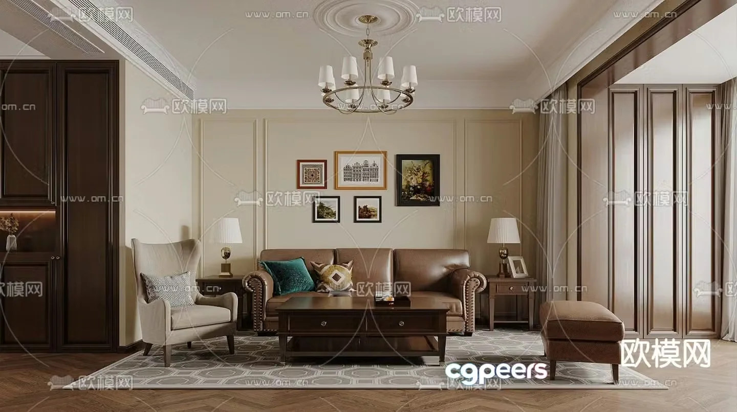 American living room 3d model