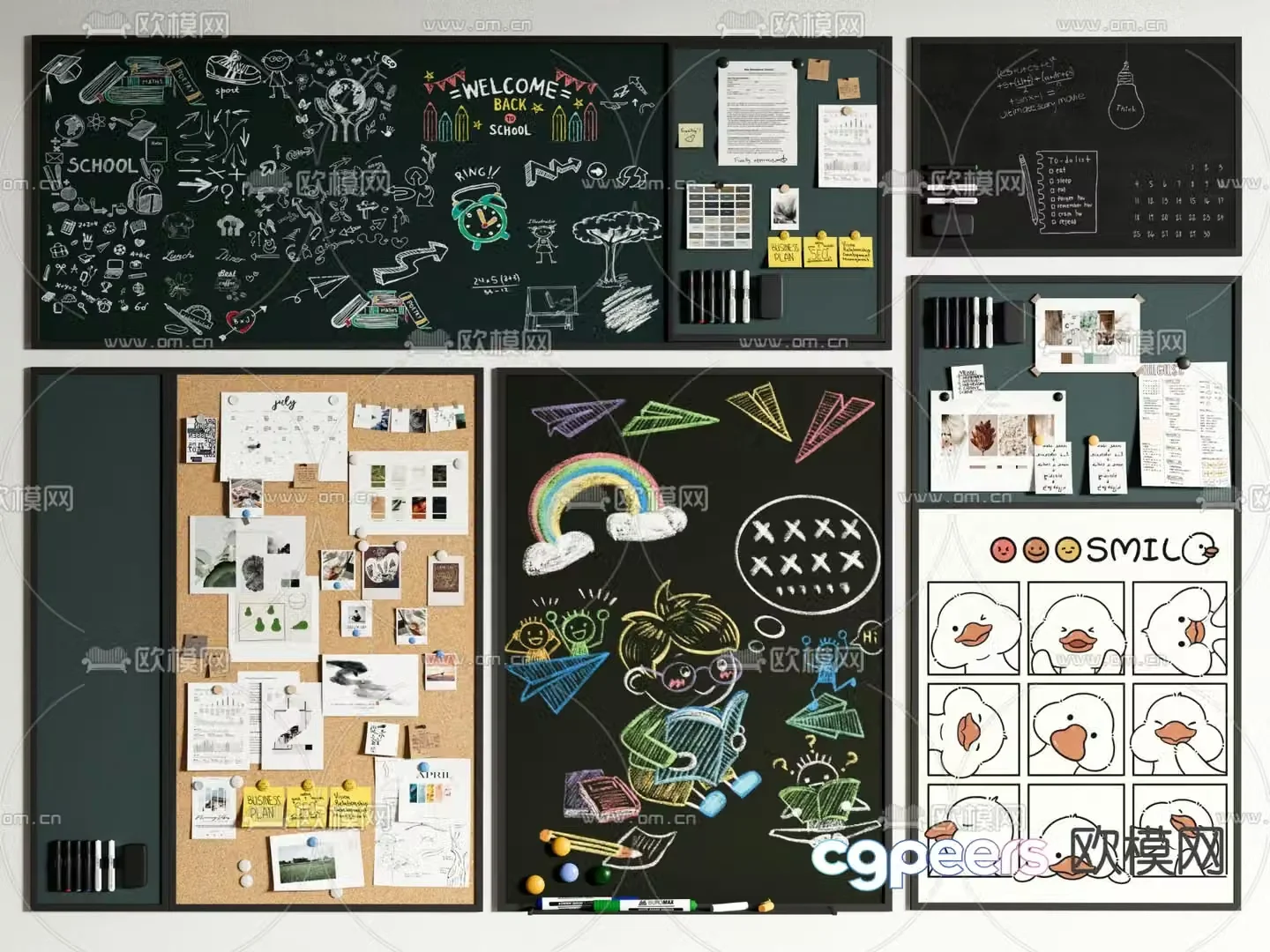 Blackboard hand painted wall note board 3d model