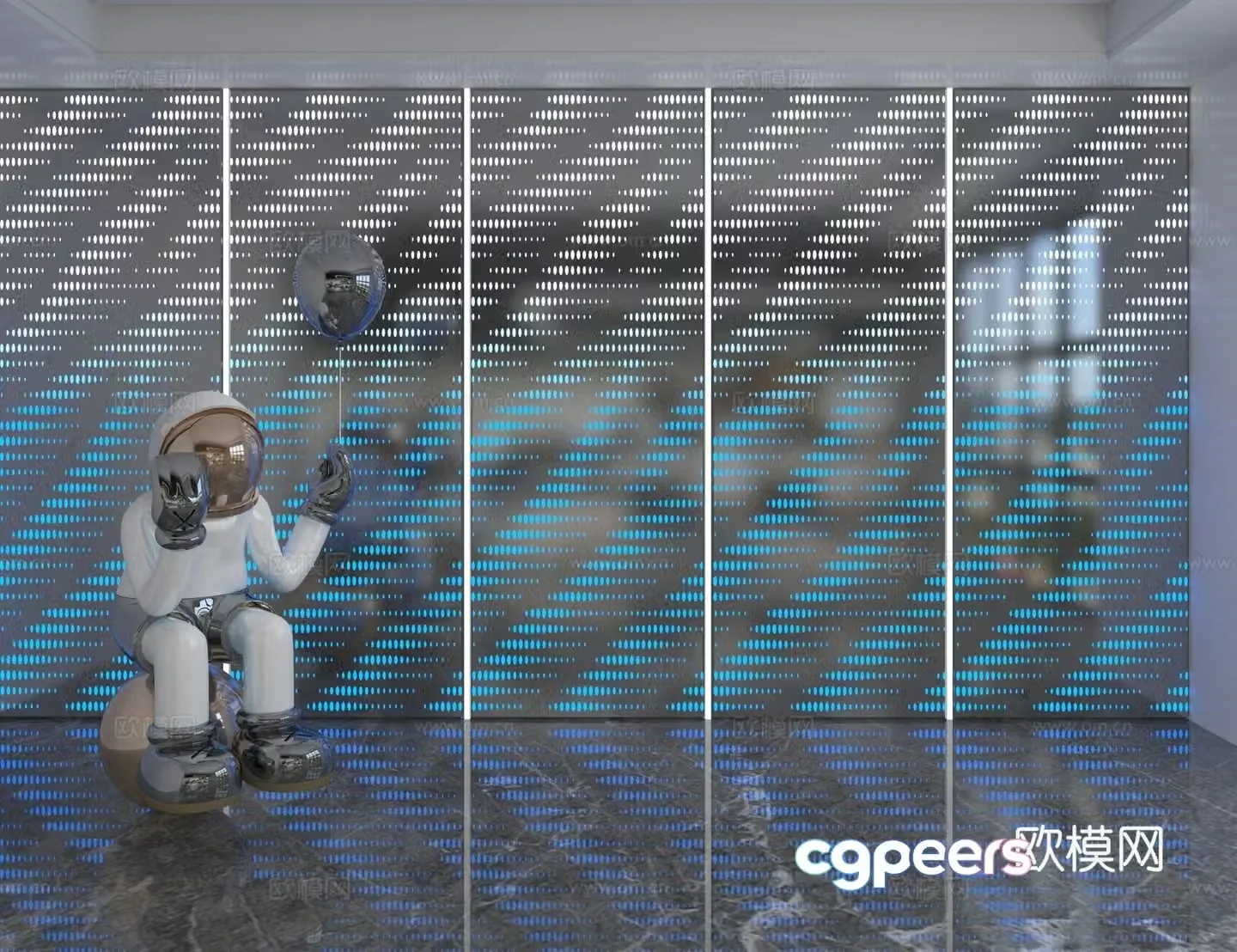 Modern perforated board perforated board background wall 3d model