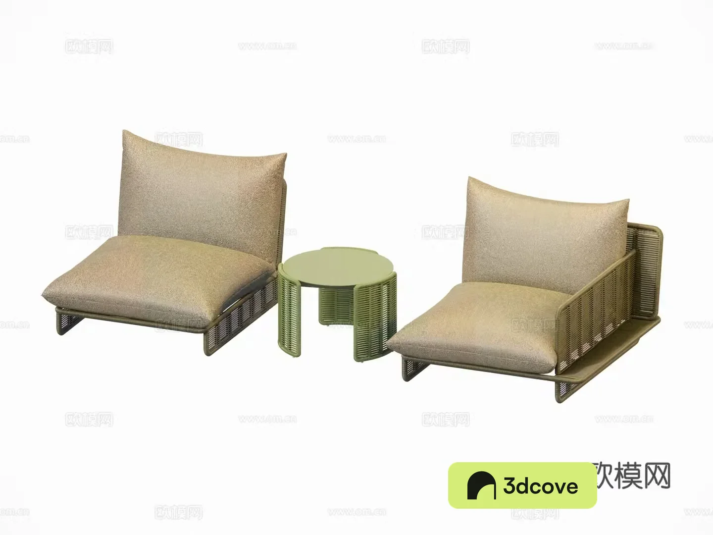 Modern casual sofa Single handrail sofa Round coffee table Outdoor courtyard garden