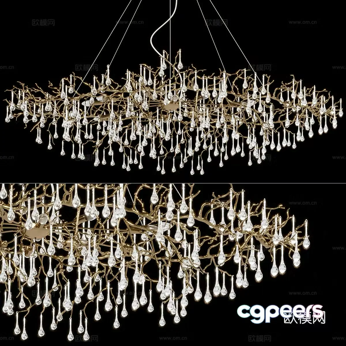 New Chinese style light luxury decorative chandelier 3D model