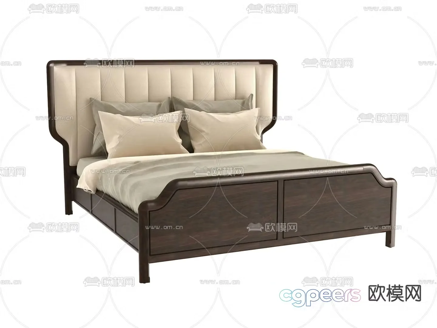 American double bed 3d model