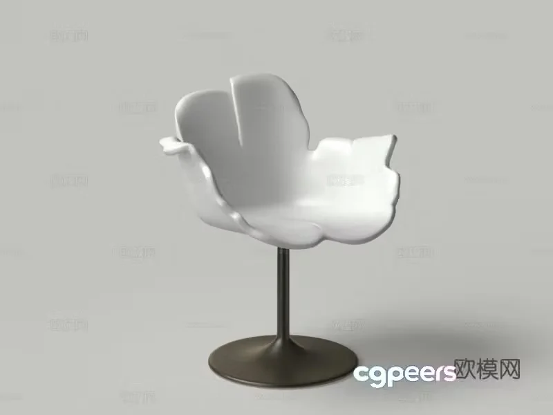 Dining chair petal chair single chair plastic metal chair 3d model