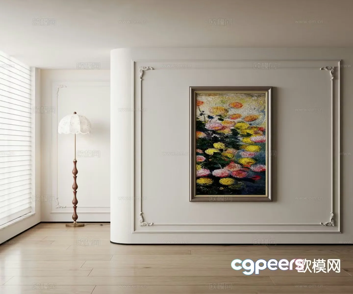 American decorative painting flower oil painting 3d model
