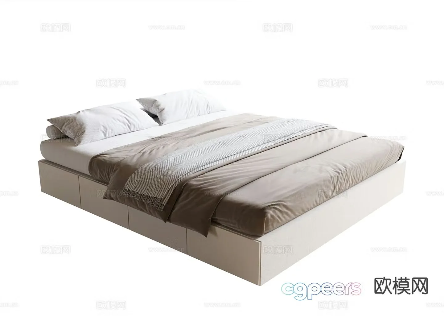Modern double bed 3d model