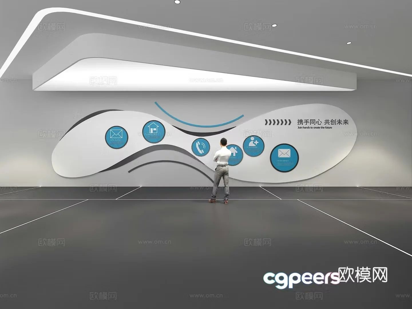 Cultural wall Corporate culture wall Display wall Theme wall Exhibition hall Campus culture Corridor 3D model