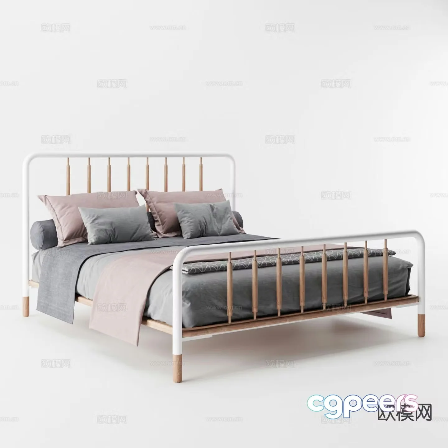 Nordic double bed 3d model