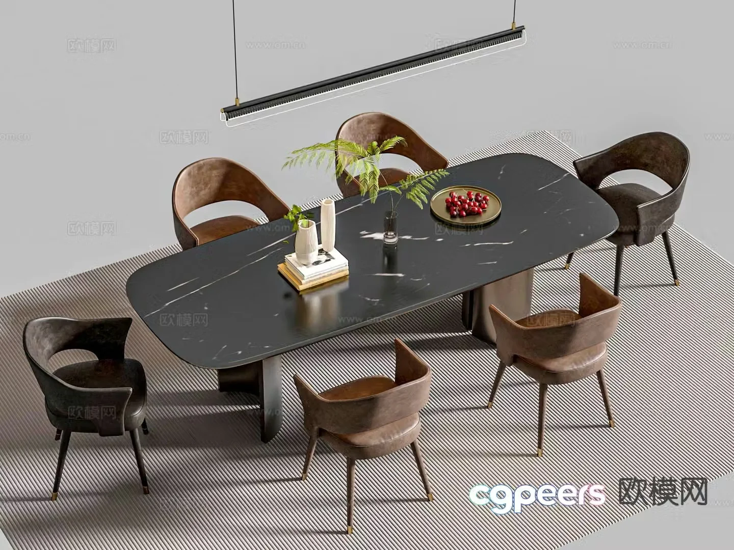 Italian dining table and chairs 3d model