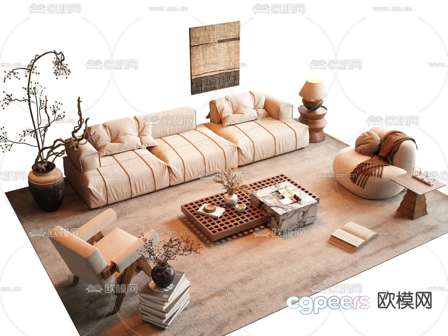 Medieval style modular sofa 3D model