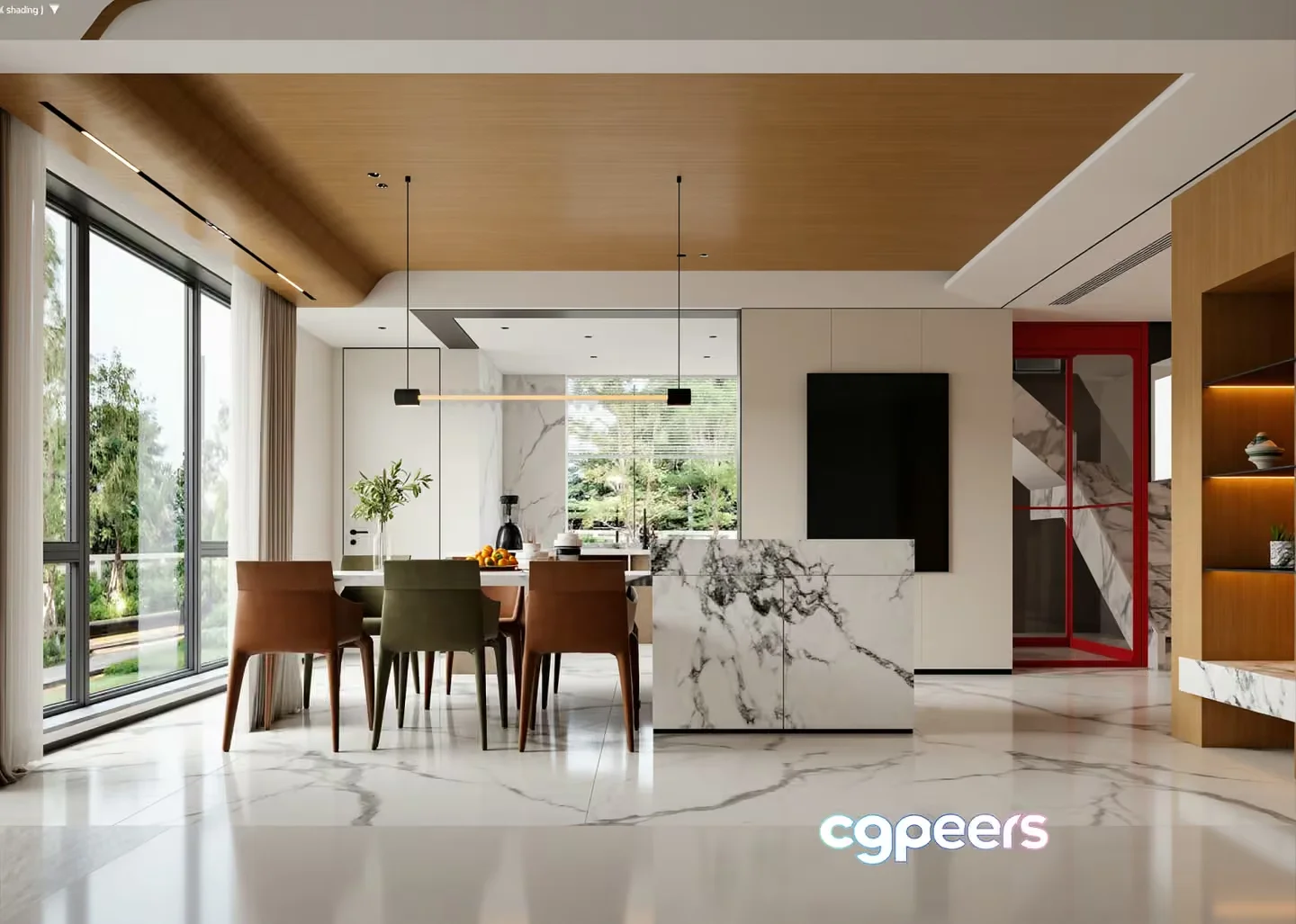 Modern Dining Room 3D Model – 9552 – VRAY Render