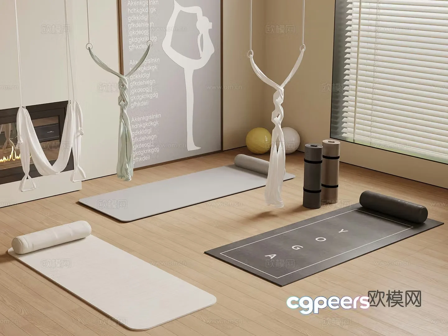 Modern yoga mat yoga equipment 3d model