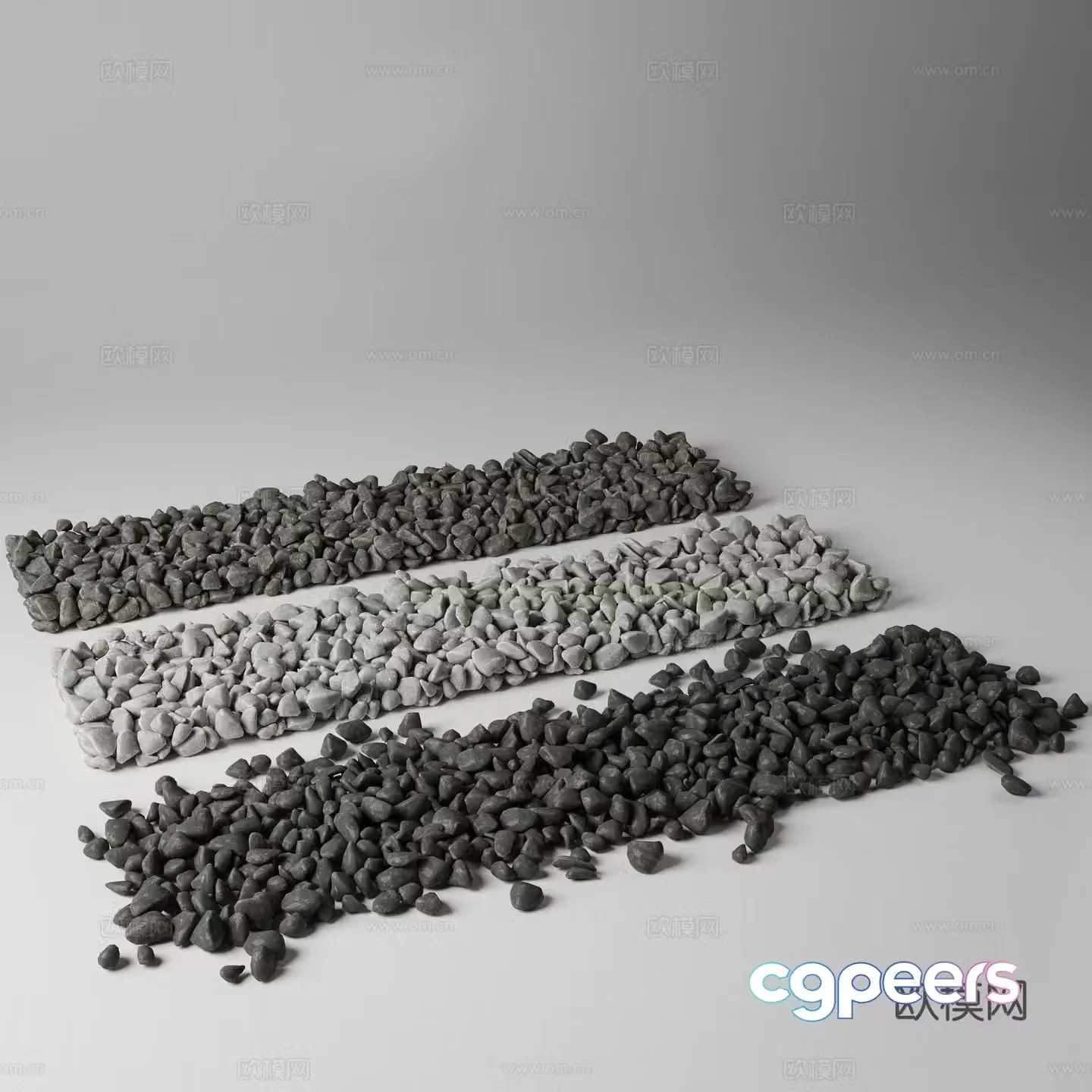 Pebbles Stone Landscape Sketch Tingbu 3D Model