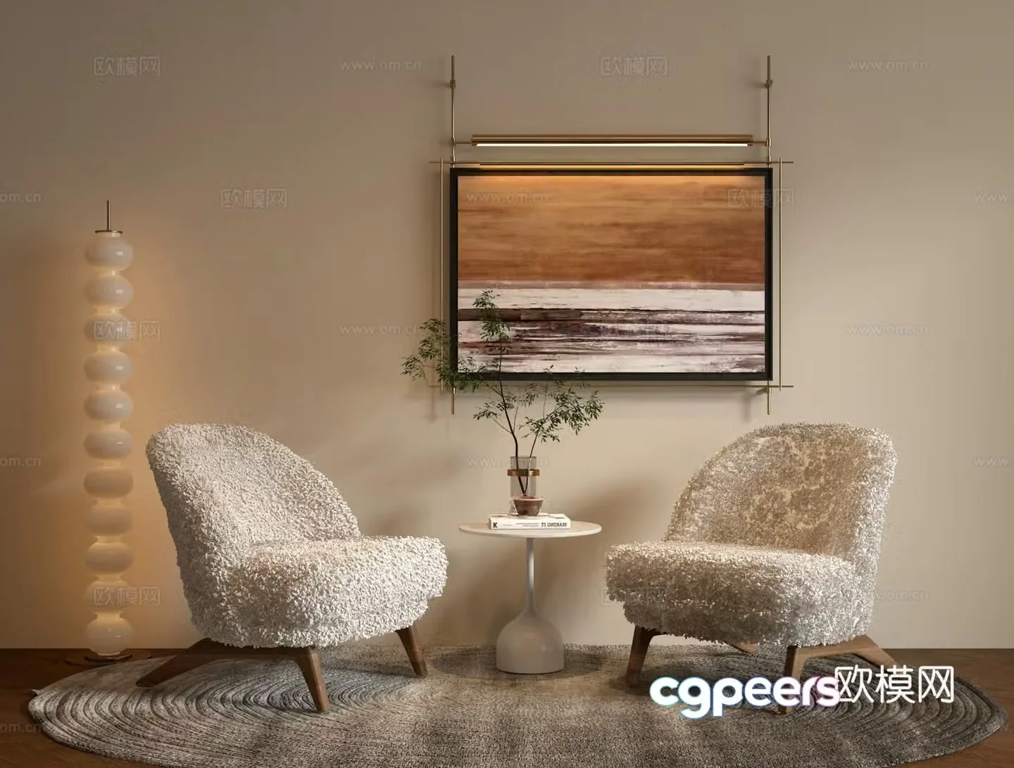 Cream style sofa chair leisure chair 3d model